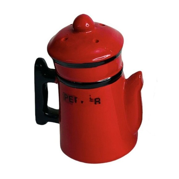 Red Coffee Pots Salt and Pepper Shaker Set 4" with Plugs Made in Japan - Picture 6 of 6